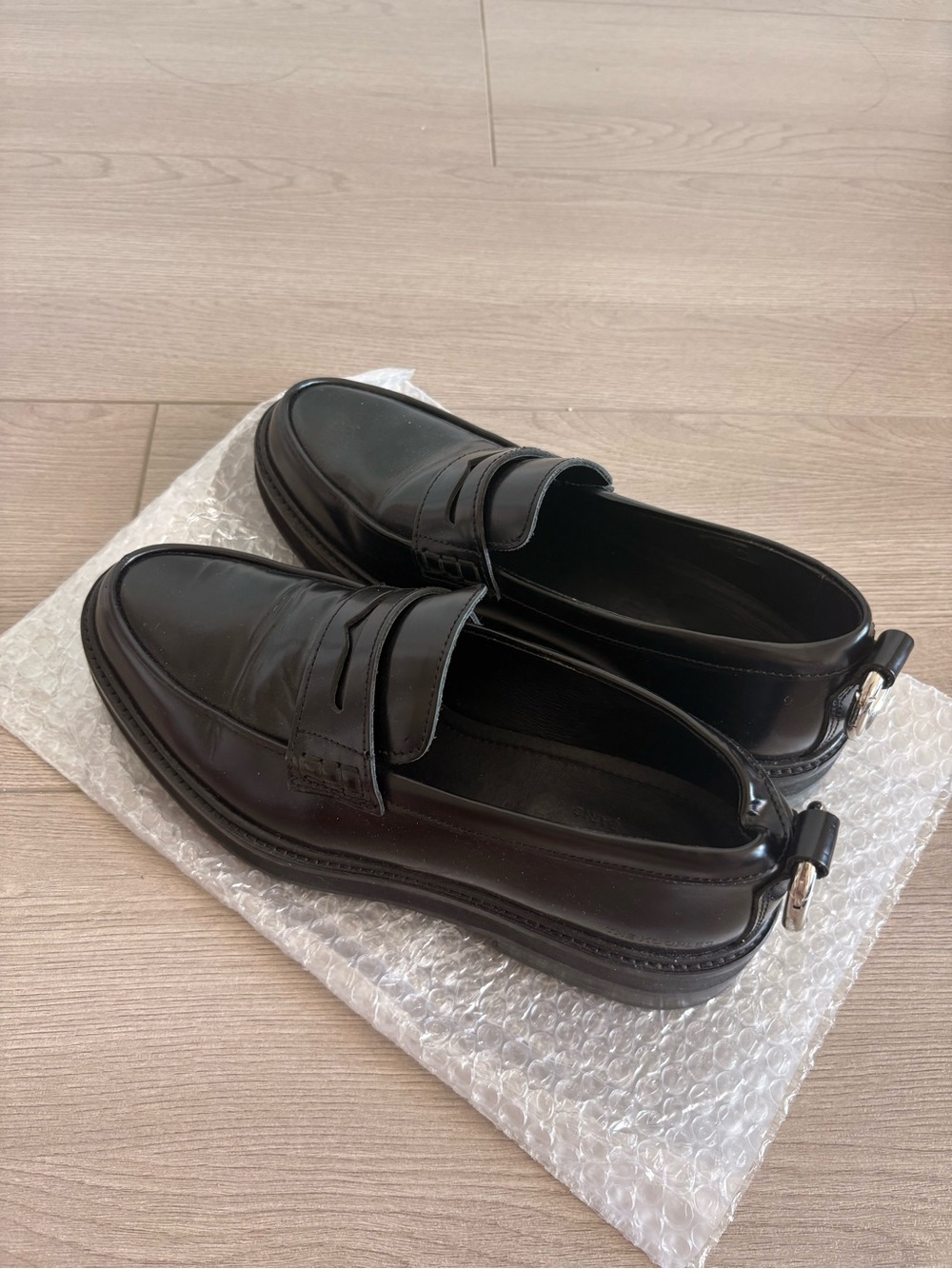 The Kooples Women’s Black Leather Penny Loafers - Picture 3 of 5